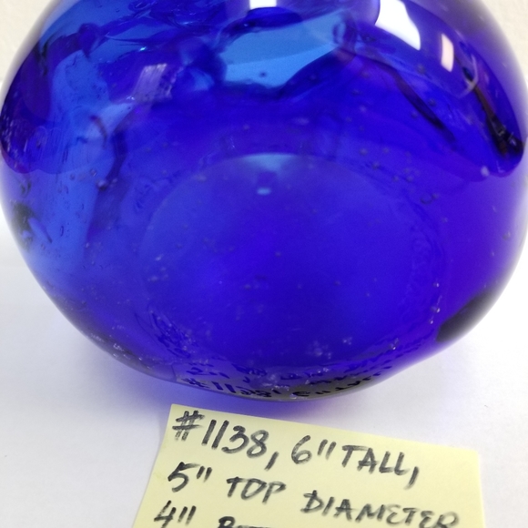 #1138 Rare Blue Glass Sack Vase - Picture 9 of 9
